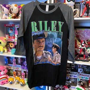 LE Dwight Riley Scream Pentagram Peter Pan raglan baseball horror t-shirt small